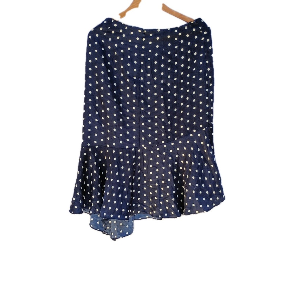 Lush Navy Blue Polka Dot Maxi Skirt M Trumpet Ruffle Whimsigoth LS30522-003